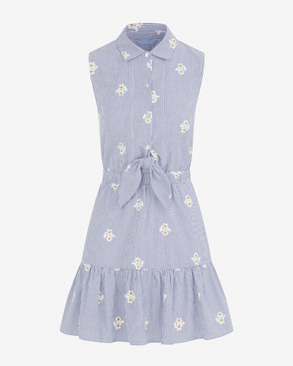 Laken Tie Waist Stripe Dress Blue/White - Draper James