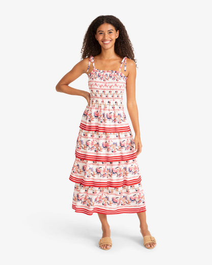Brooke Multi Tier Midi Dress in Floral Fuschia - Draper James