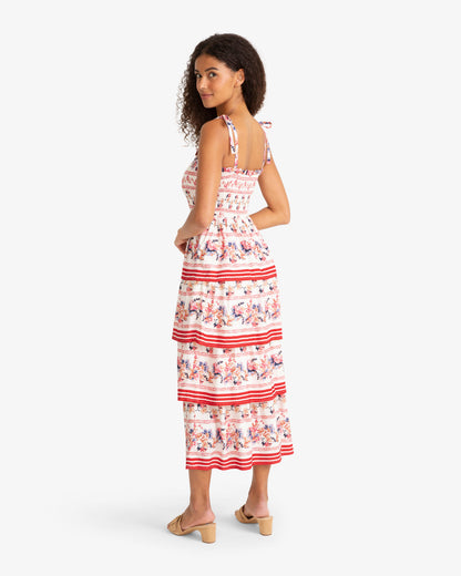 Brooke Multi Tier Midi Dress in Floral Fuschia - Draper James