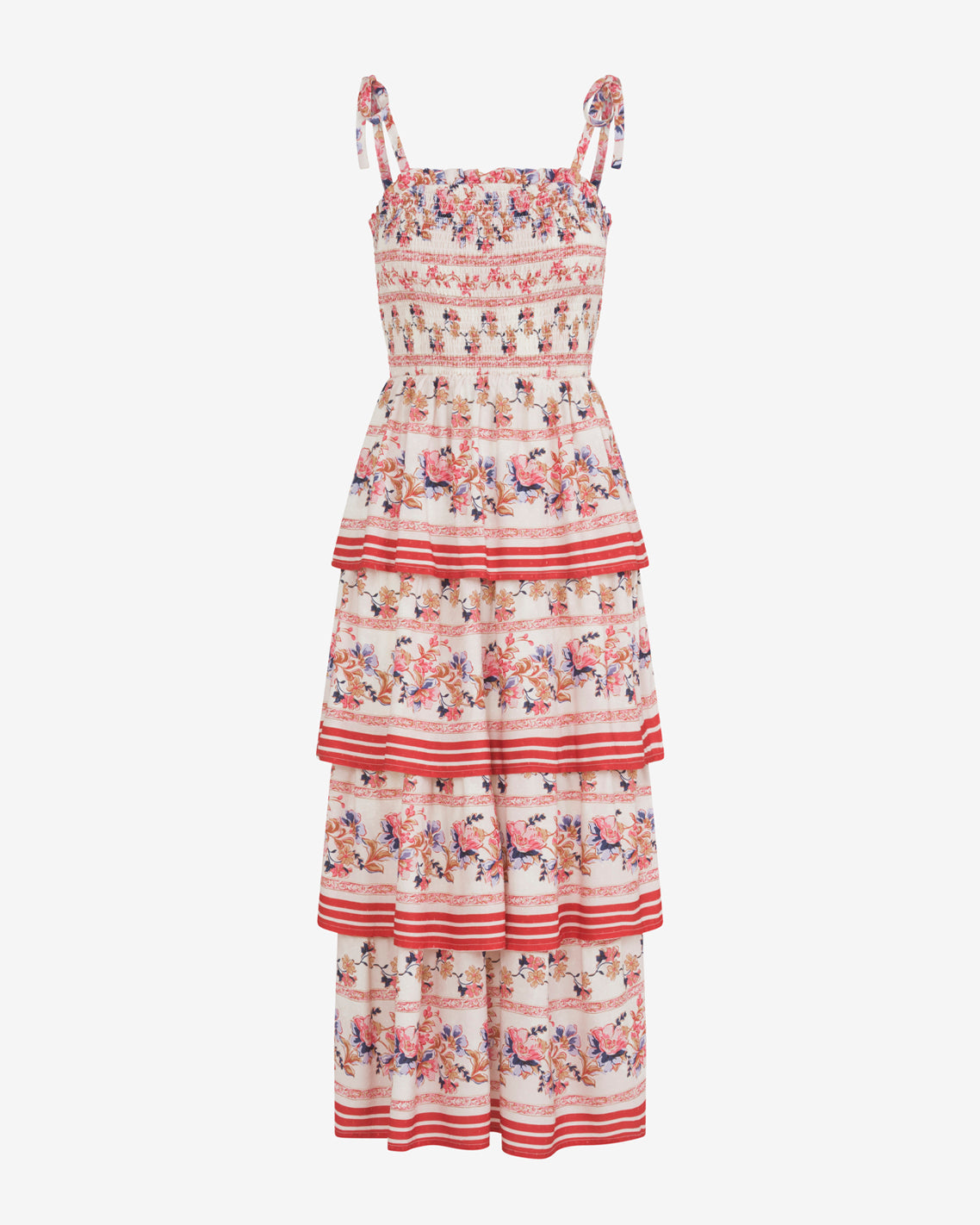 Brooke Multi Tier Midi Dress in Floral Fuschia - Draper James