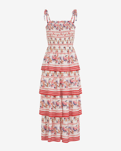 Brooke Multi Tier Midi Dress in Floral Fuschia - Draper James