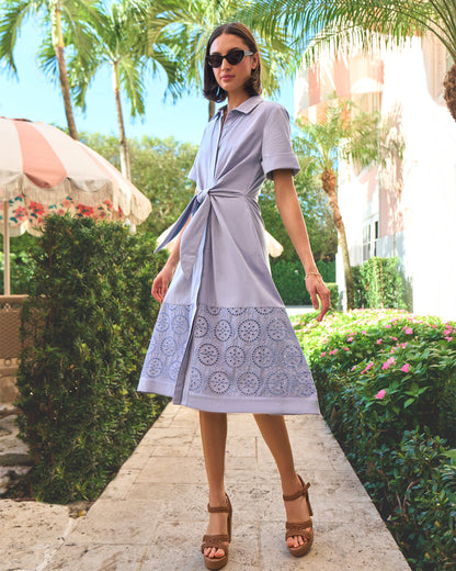 Riley Midi Shirtdress in Embroidery Blue Multi - Draper James