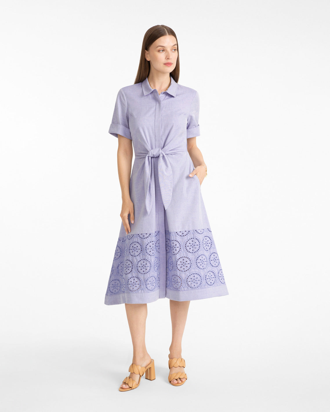 Riley Midi Shirtdress in Embroidery Blue Multi - Draper James