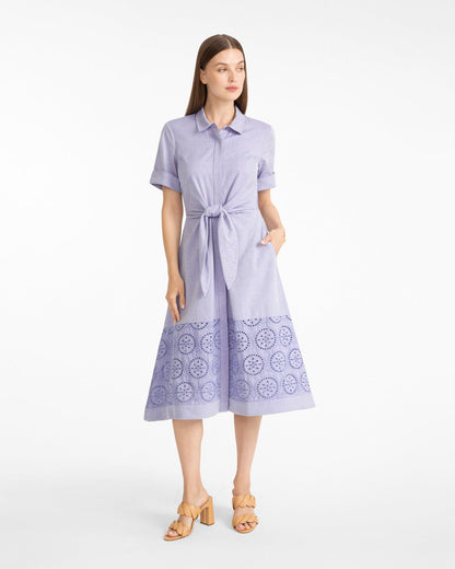 Riley Midi Shirtdress in Embroidery Blue Multi - Draper James