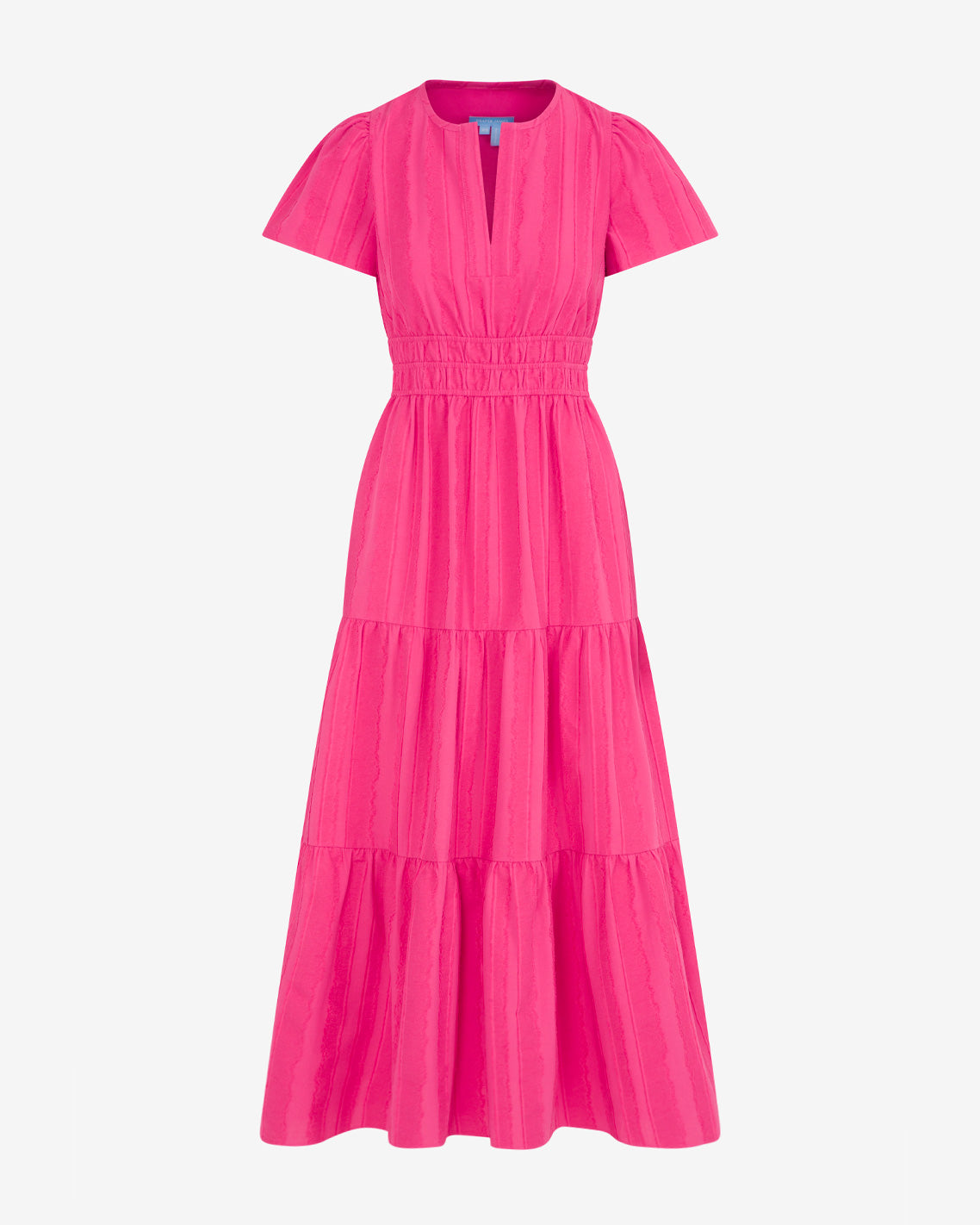 Hollie Midi Dress in Textured Stripe Pink - Draper James