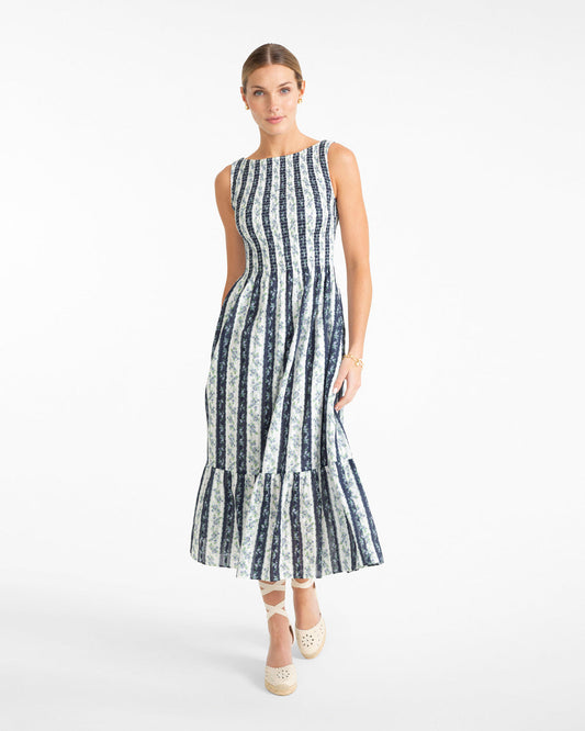 Wren Dress in Floral Stripe Multistripe - Draper James