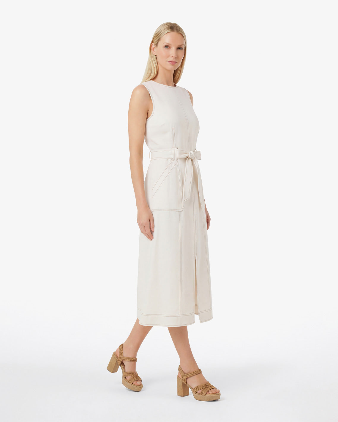 Thea Midi Dress in Linen White - Draper James