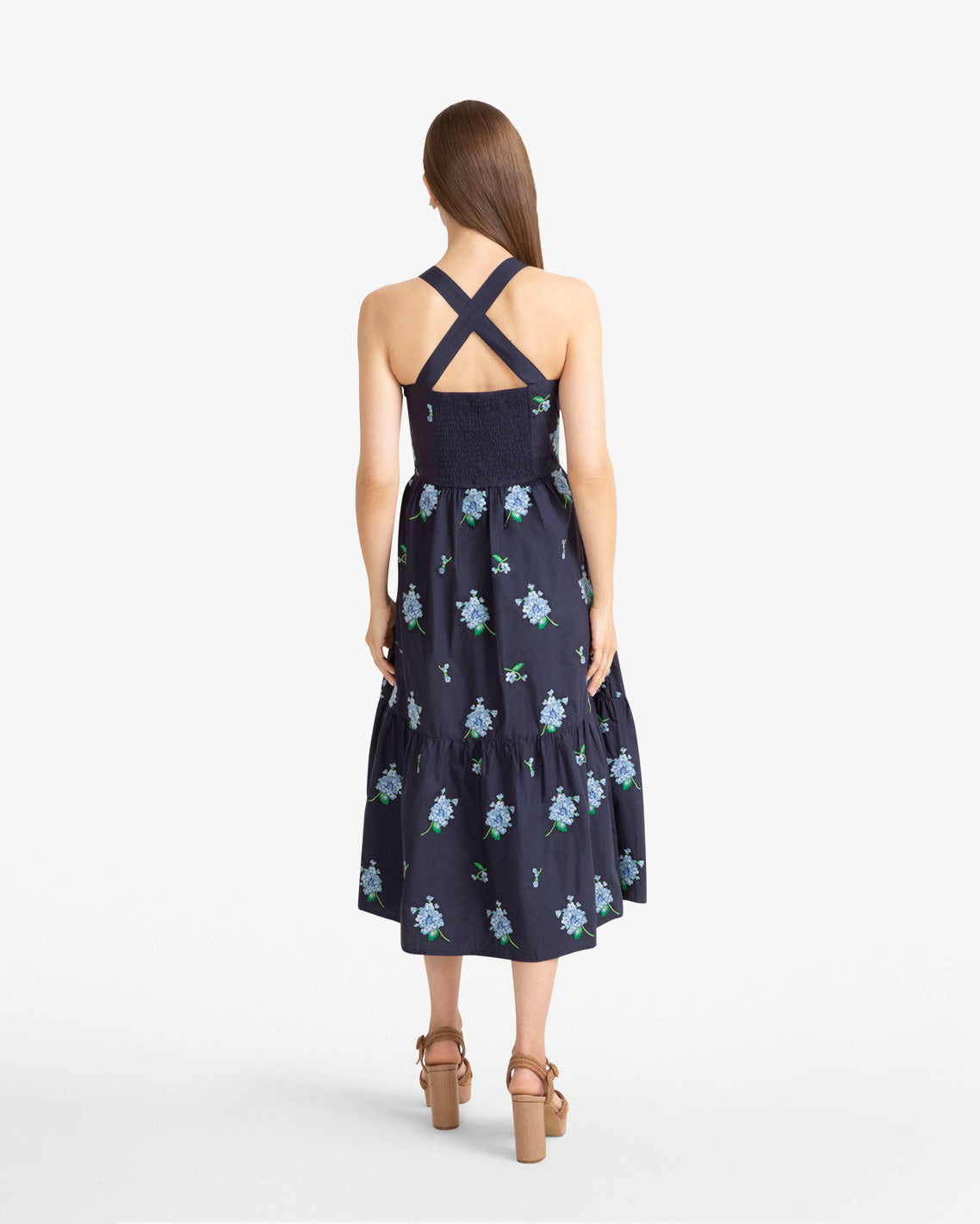 Cynthia Dress in Floral Embroidery Nassau Navy Multi - Draper James