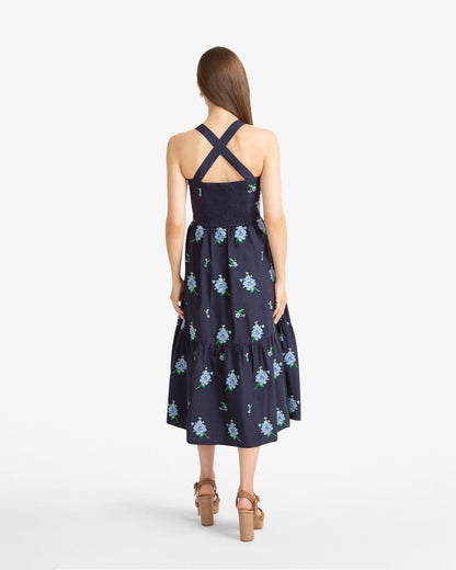 Cynthia Dress in Floral Embroidery Nassau Navy Multi - Draper James