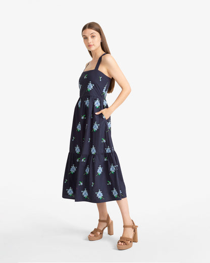Cynthia Dress in Floral Embroidery Nassau Navy Multi - Draper James