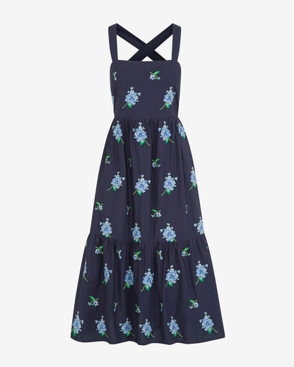 Cynthia Dress in Floral Embroidery Nassau Navy Multi - Draper James