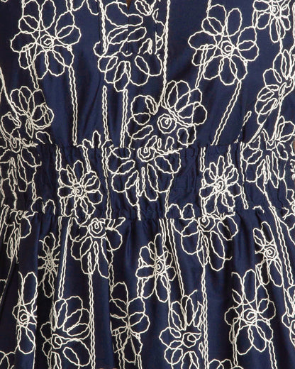 Hollie Midi Dress in Embroidery Nassau Navy Multi - Draper James