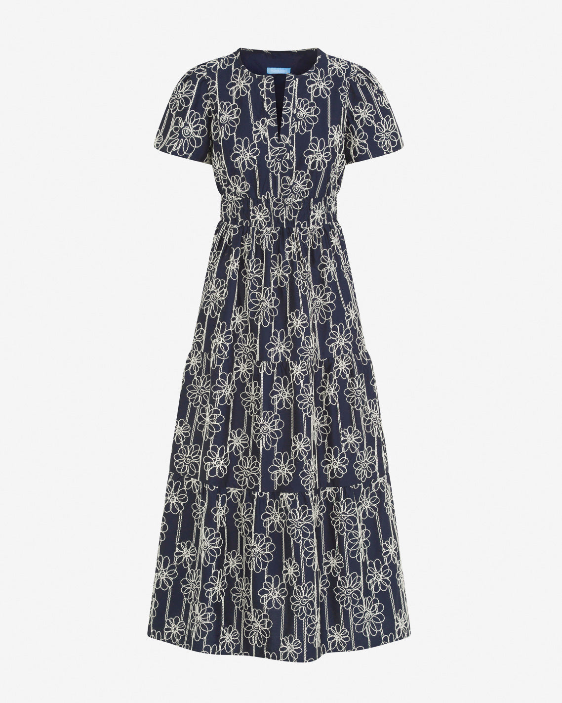 Hollie Midi Dress in Embroidery Nassau Navy Multi - Draper James