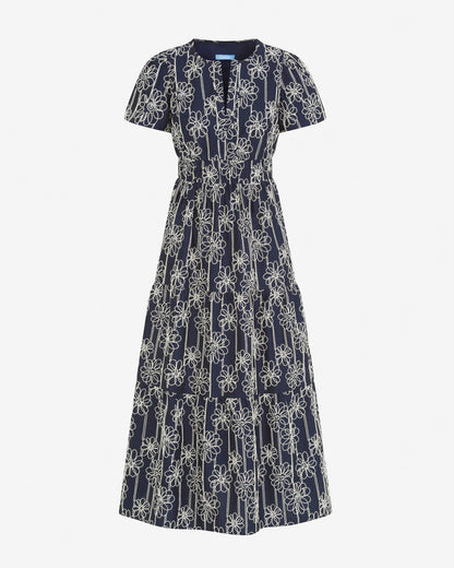 Hollie Midi Dress in Embroidery Nassau Navy Multi - Draper James