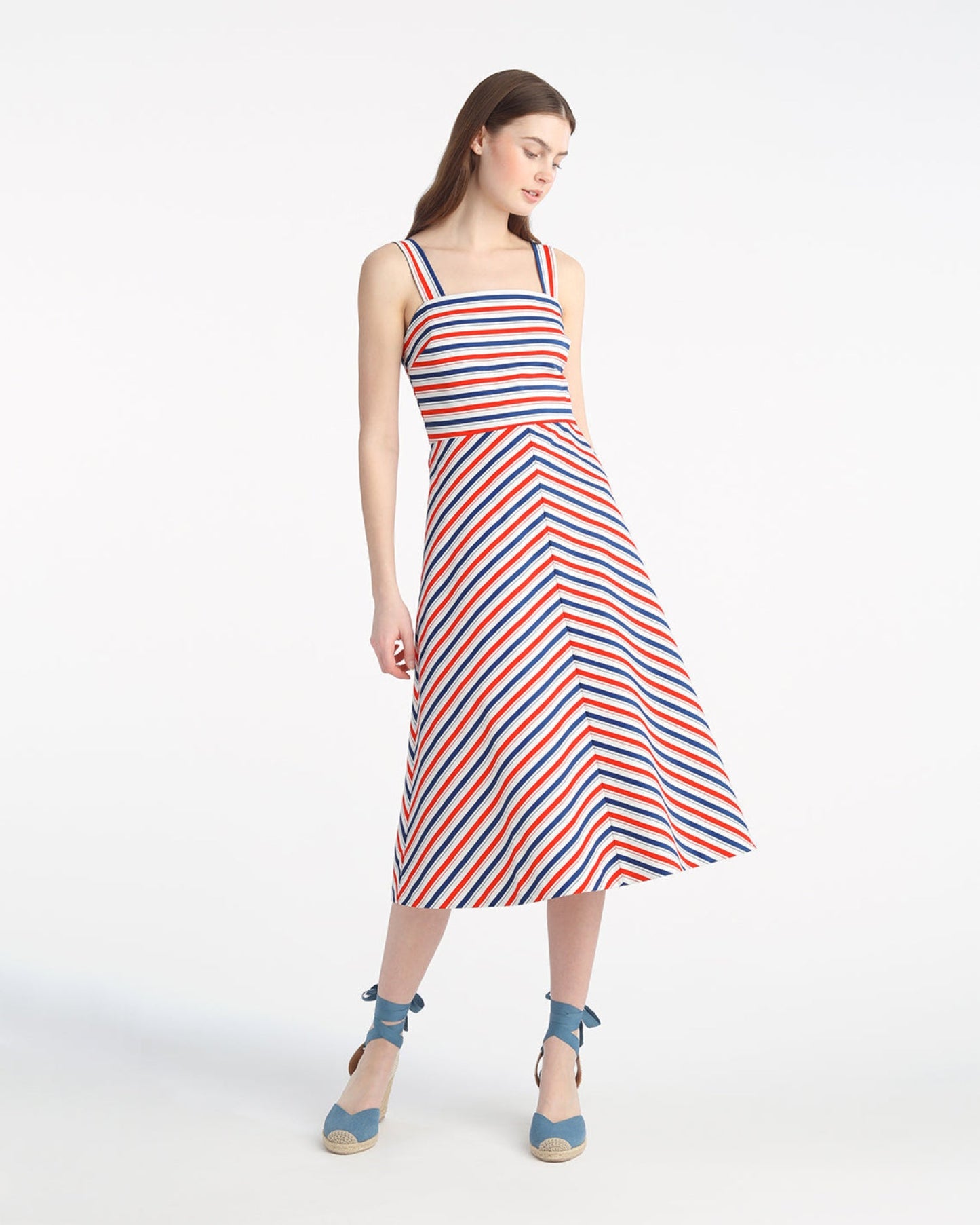 Angela Love Circle Midi Dress in Americana Stripes Americana Stripe - Draper James