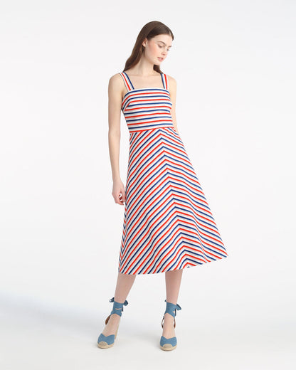 Angela Love Circle Midi Dress in Americana Stripes Americana Stripe - Draper James