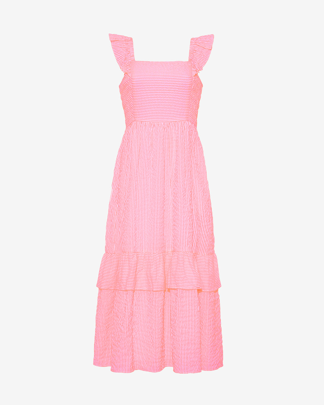 Carrie Midi Dress in Pink Seersucker Pink Seersucker Stripe - Draper James