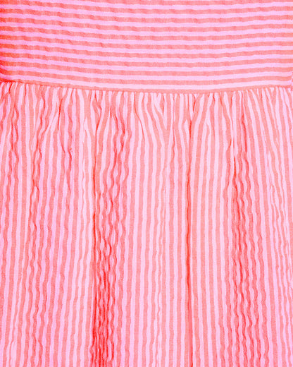 Carrie Midi Dress in Pink Seersucker Pink Seersucker Stripe - Draper James
