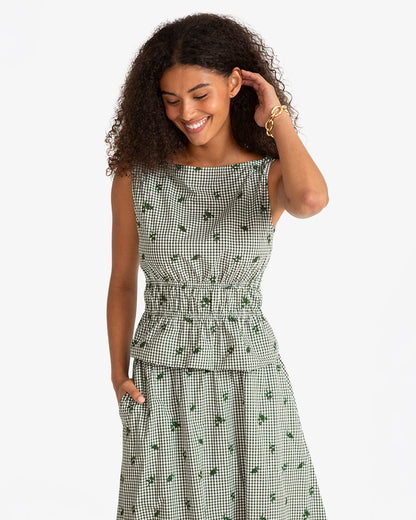 Sleeveless Top in Green Gingham Green Multi - Draper James