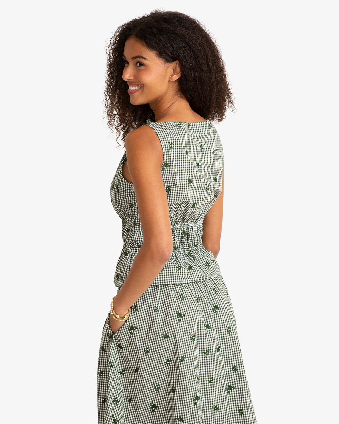 Sleeveless Top in Green Gingham Green Multi - Draper James