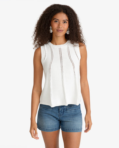 Knit Flared Tank White - Draper James