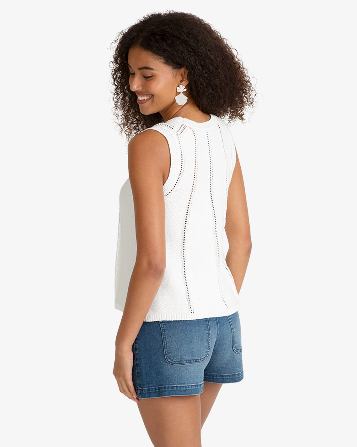 Knit Flared Tank White - Draper James