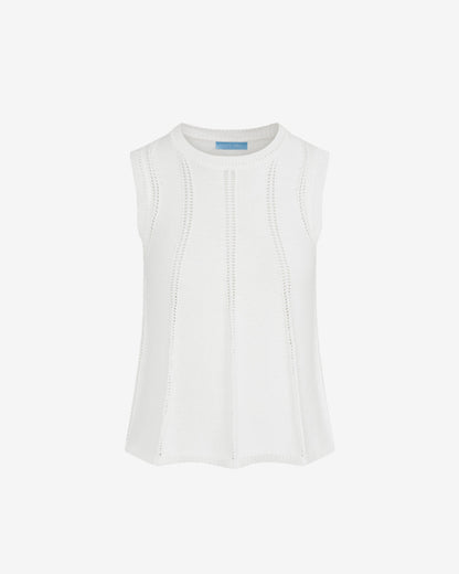 Knit Flared Tank White - Draper James