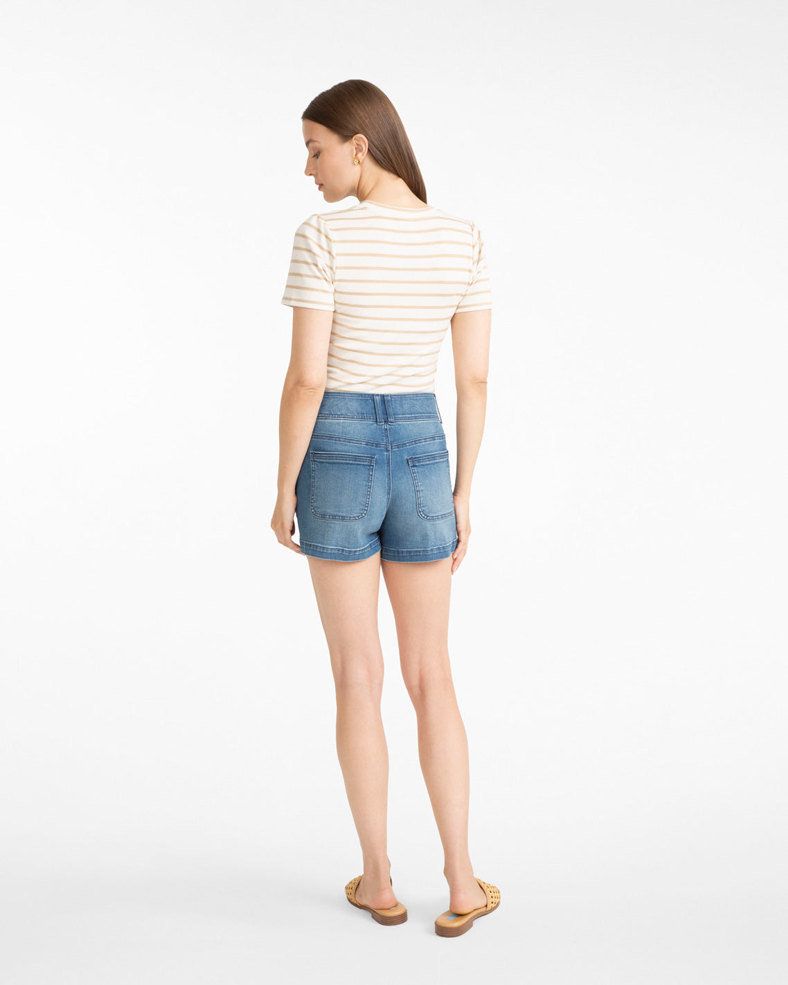 Stripe Crewneck Tee in Ivory Magnolia White Multi - Draper James