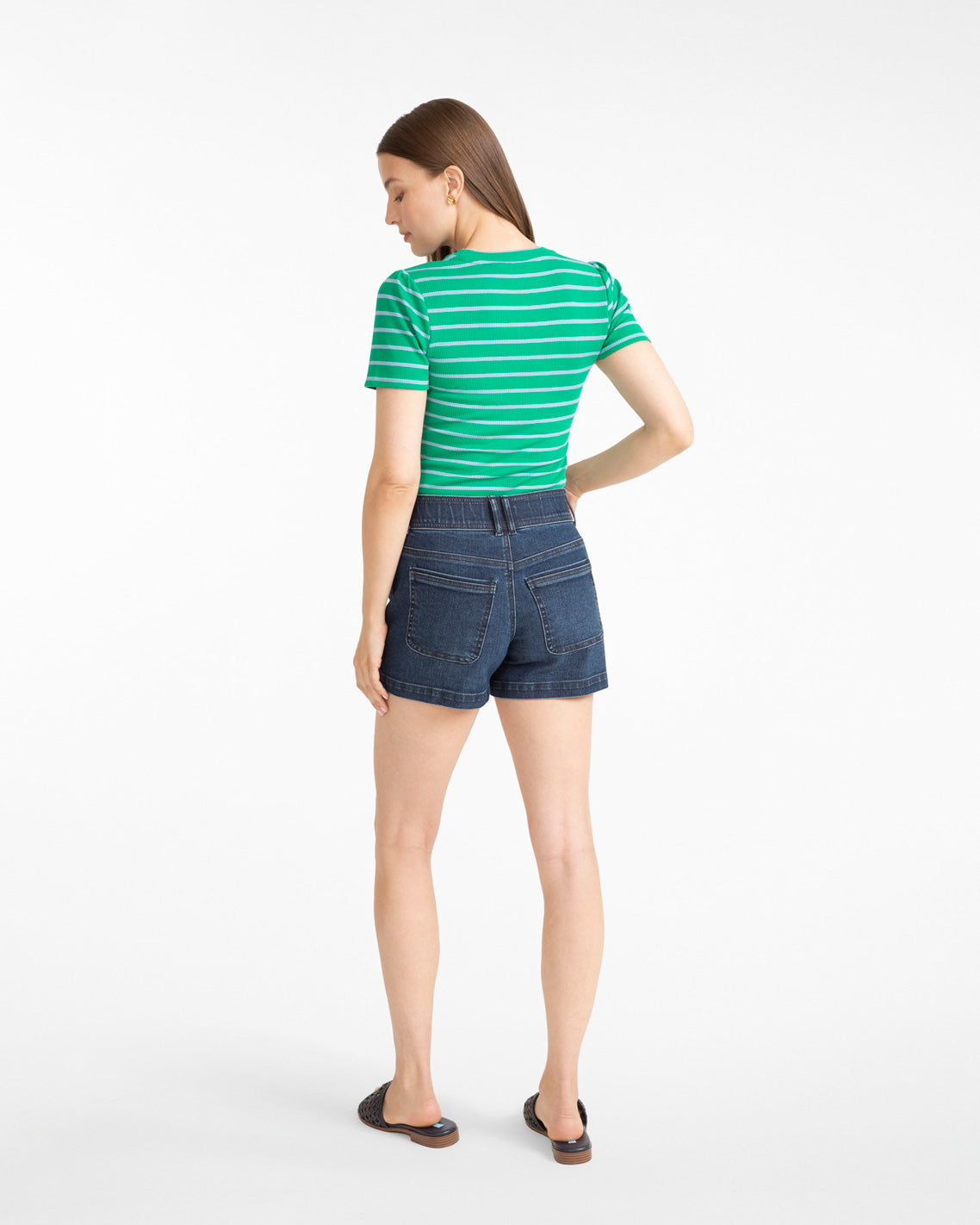 Stripe Crewneck Tee in Green Royal Blue Multi - Draper James