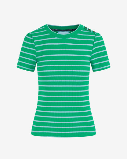 Stripe Crewneck Tee in Green Royal Blue Multi - Draper James