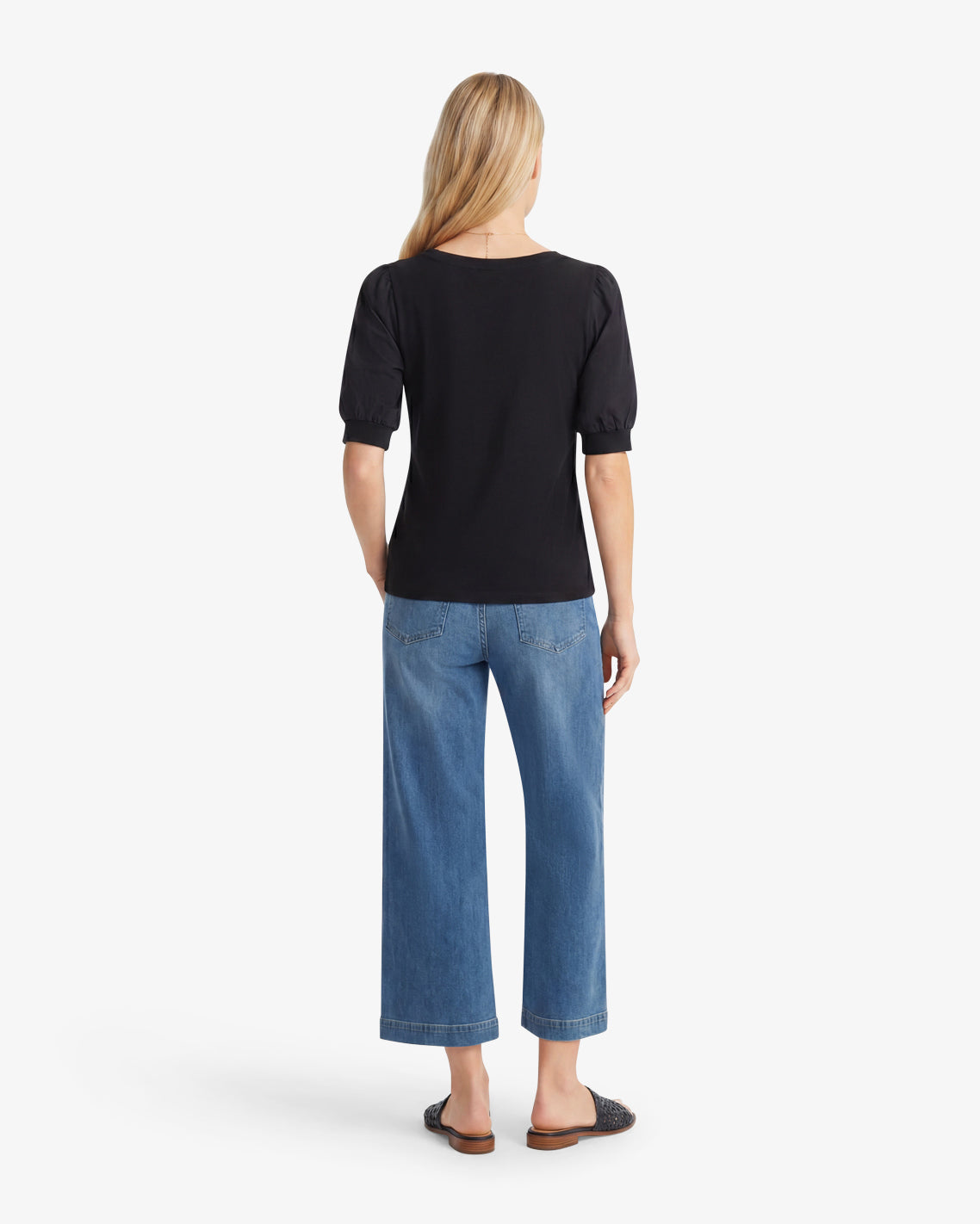 Short Sleeve Mixed Media Top – Classic Belle Meade Black - Draper James