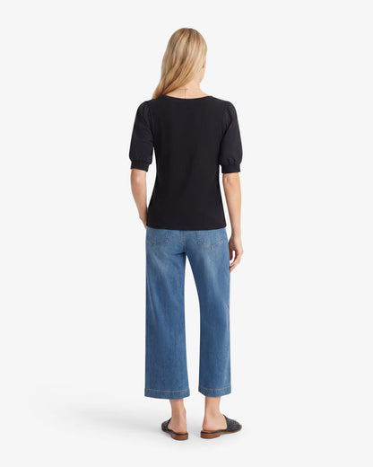 Short Sleeve Mixed Media Top – Classic Belle Meade Black - Draper James
