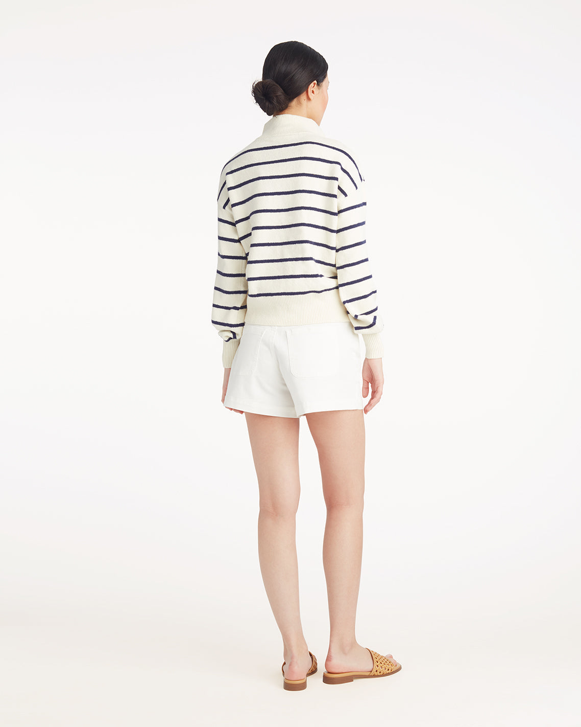 Striped Zip-Up Sweater in Mariner Stripe Mariner Stripe - Draper James