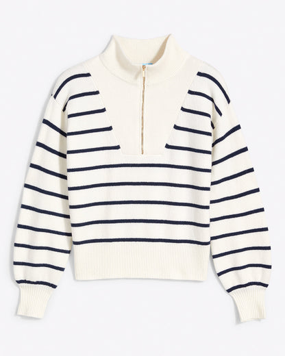 Striped Zip-Up Sweater in Mariner Stripe Mariner Stripe - Draper James