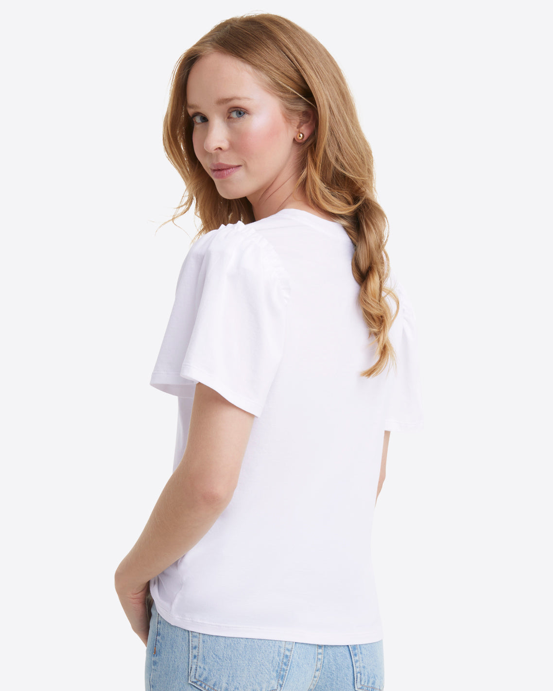 Short Sleeve Easy Knit Top in White Magnolia White - Draper James
