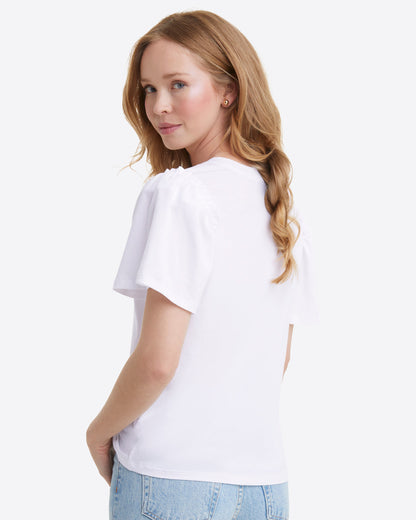 Short Sleeve Easy Knit Top in White Magnolia White - Draper James