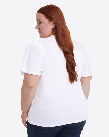 Short Sleeve Easy Knit Top in White Magnolia White - Draper James