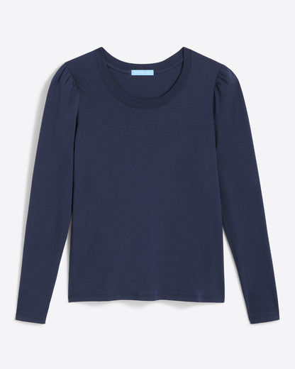 Long-Sleeve Easy Knit Top in Navy Nassau Navy - Draper James
