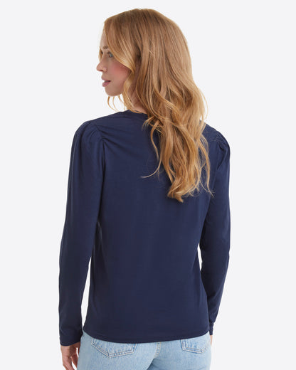 Long-Sleeve Easy Knit Top in Navy Nassau Navy - Draper James