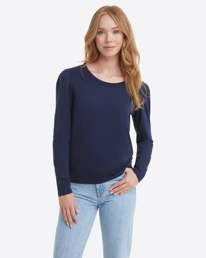 Long-Sleeve Easy Knit Top in Navy Nassau Navy - Draper James