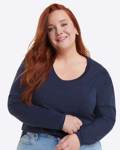 Long-Sleeve Easy Knit Top in Navy Nassau Navy - Draper James