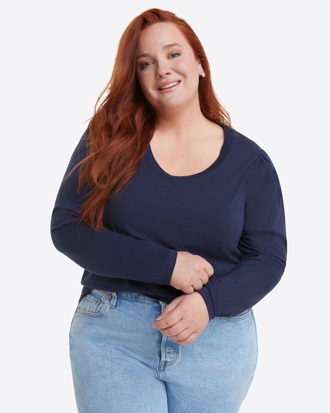 Long-Sleeve Easy Knit Top in Navy Nassau Navy - Draper James