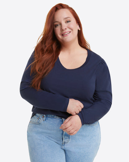 Long-Sleeve Easy Knit Top in Navy Nassau Navy - Draper James