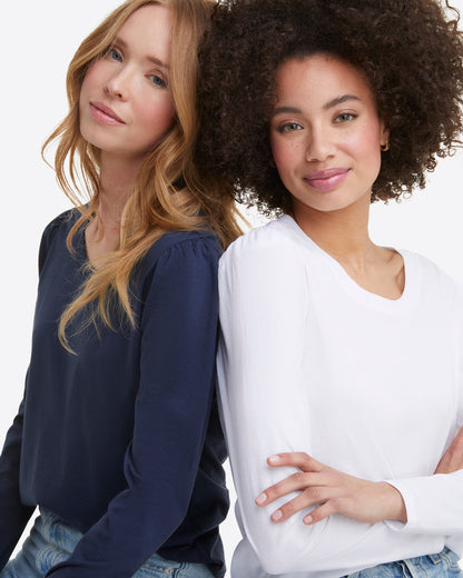 Long-Sleeve Easy Knit Top in Navy Nassau Navy - Draper James