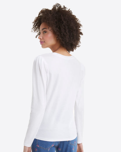 Long-Sleeve Easy Knit Top in White Magnolia White - Draper James