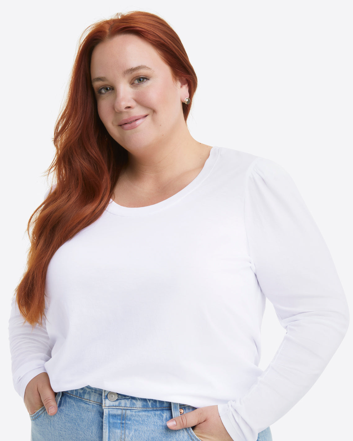 Long-Sleeve Easy Knit Top in White Magnolia White - Draper James