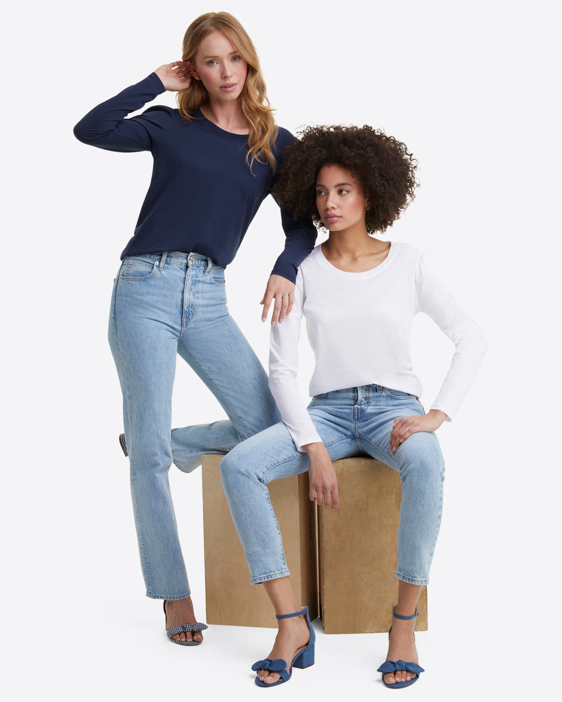 Long-Sleeve Easy Knit Top in White Magnolia White - Draper James