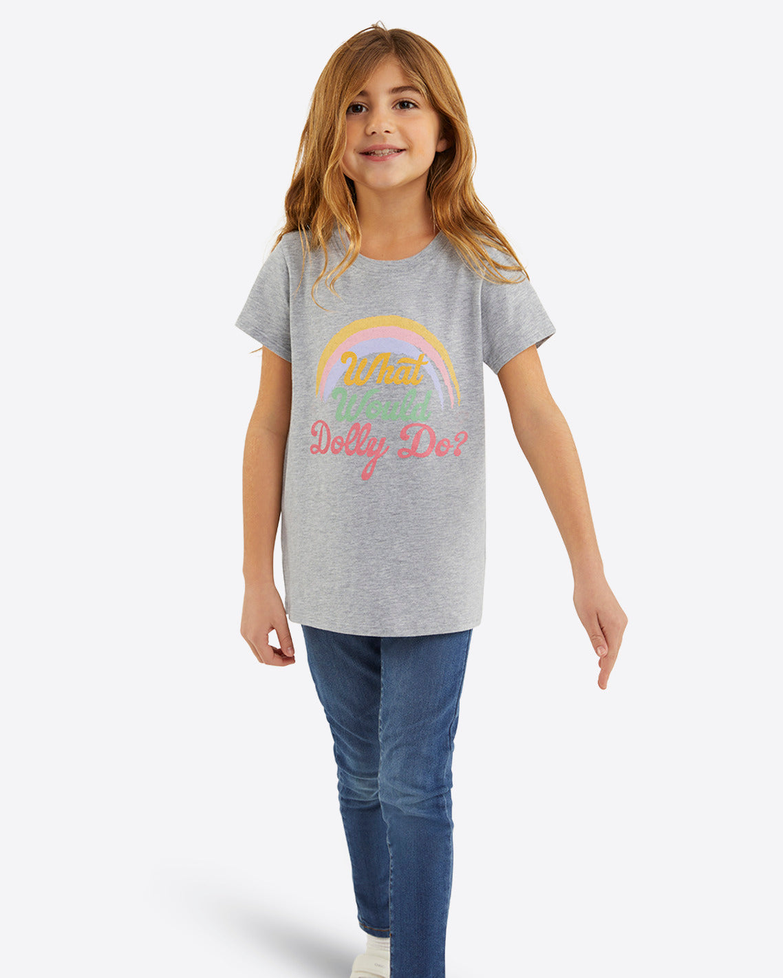 Kids What Would Dolly Do Rainbow T-Shirt Grey - Draper James