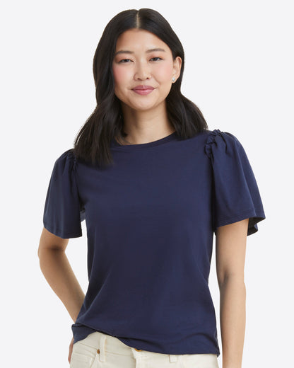 Short Sleeve Easy Knit Top in Navy Nassau Navy - Draper James
