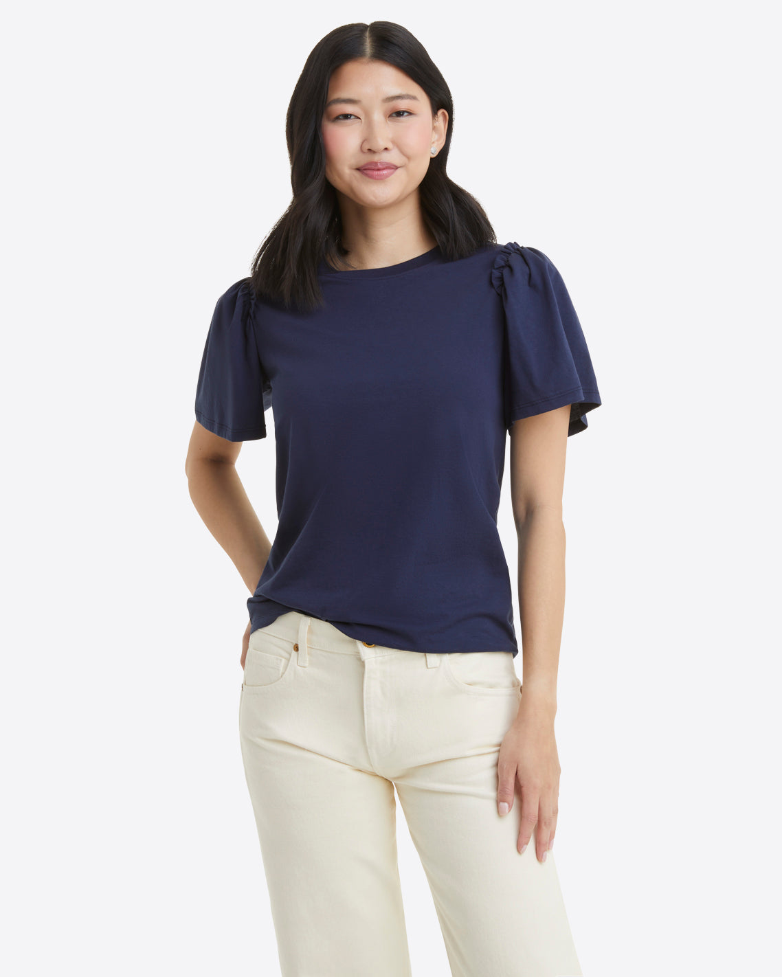 Short Sleeve Easy Knit Top in Navy Nassau Navy - Draper James